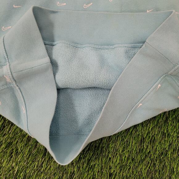 NIKE Swoosh All-Over-Print Hoodie Small 21x24 Blue Baggy Crop - Picture 12 of 15